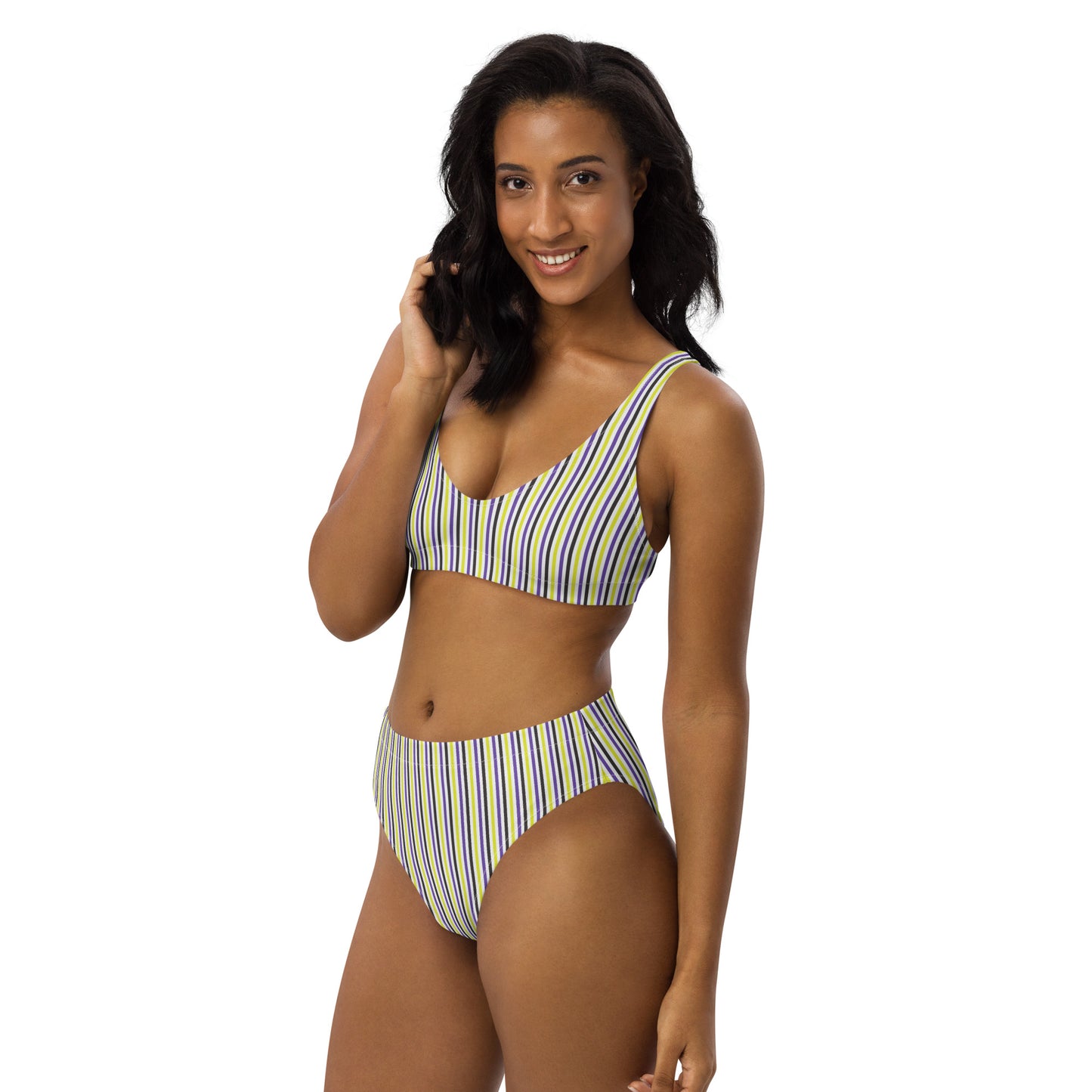 Non-Binary Striped Athletic Bikini Top