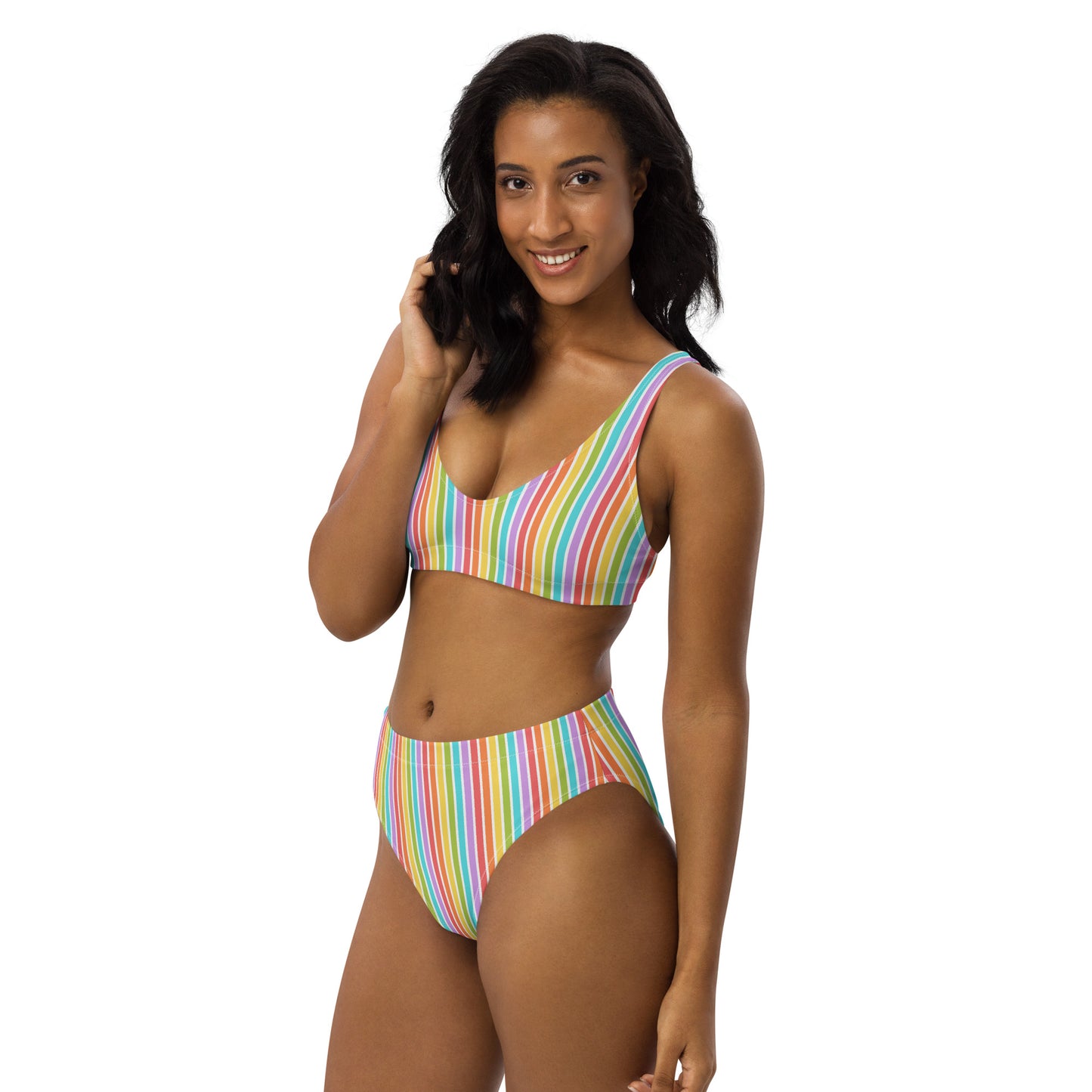 Rainbow Striped Athletic Bikini Bottom