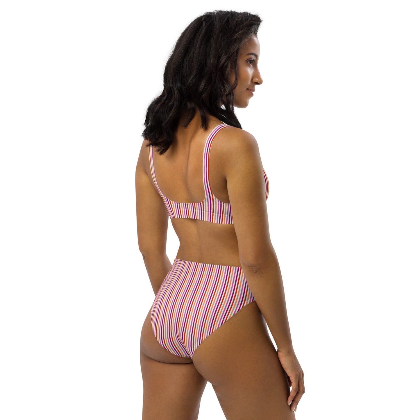 Lesbian Striped High-Waisted Athletic Bikini Bottom