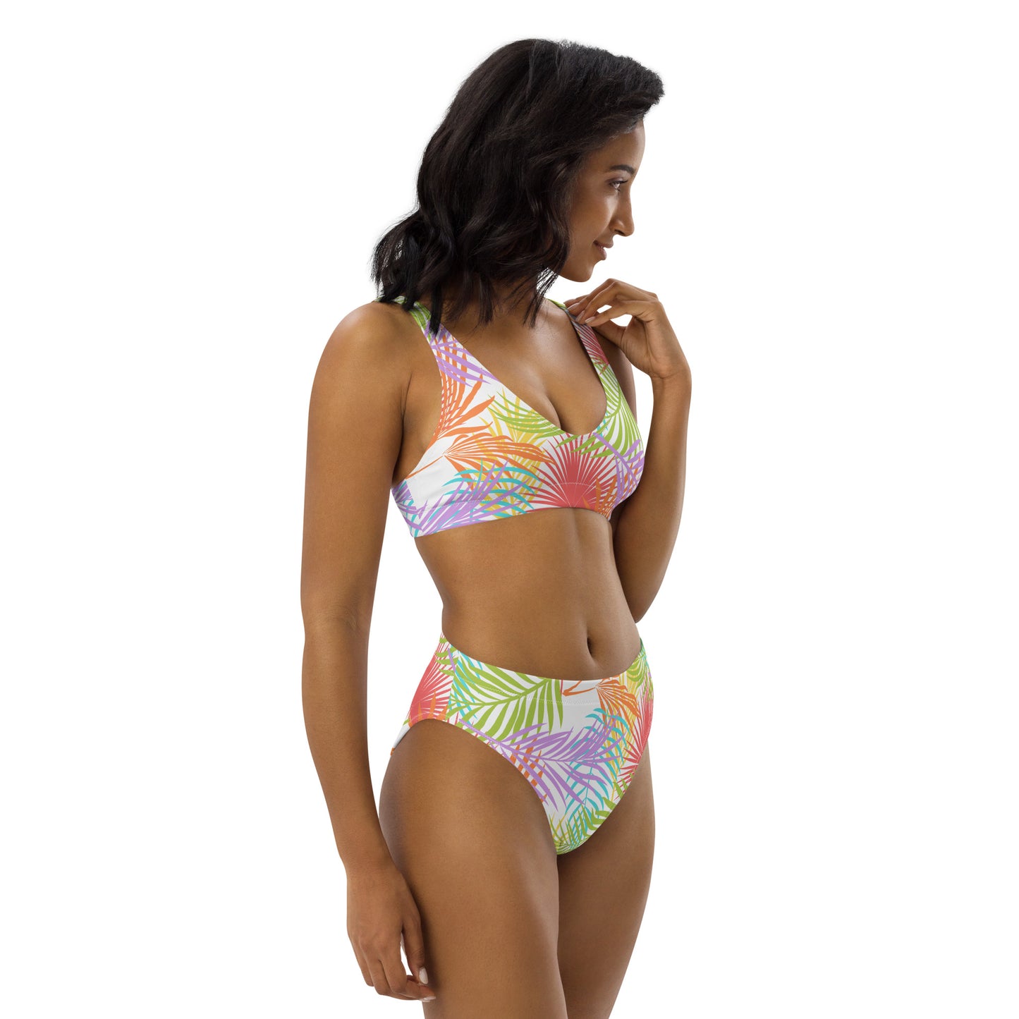 Rainbow Palm Athletic Bikini Top