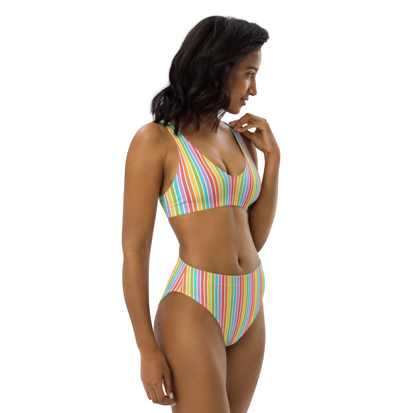 Rainbow Striped Athletic Bikini Bottom