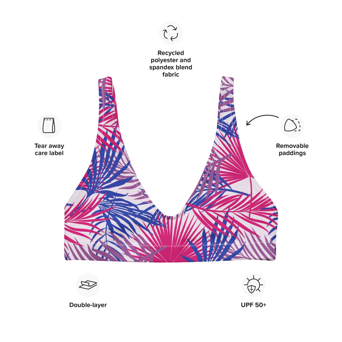 Bisexual Palm Athletic Bikini Top