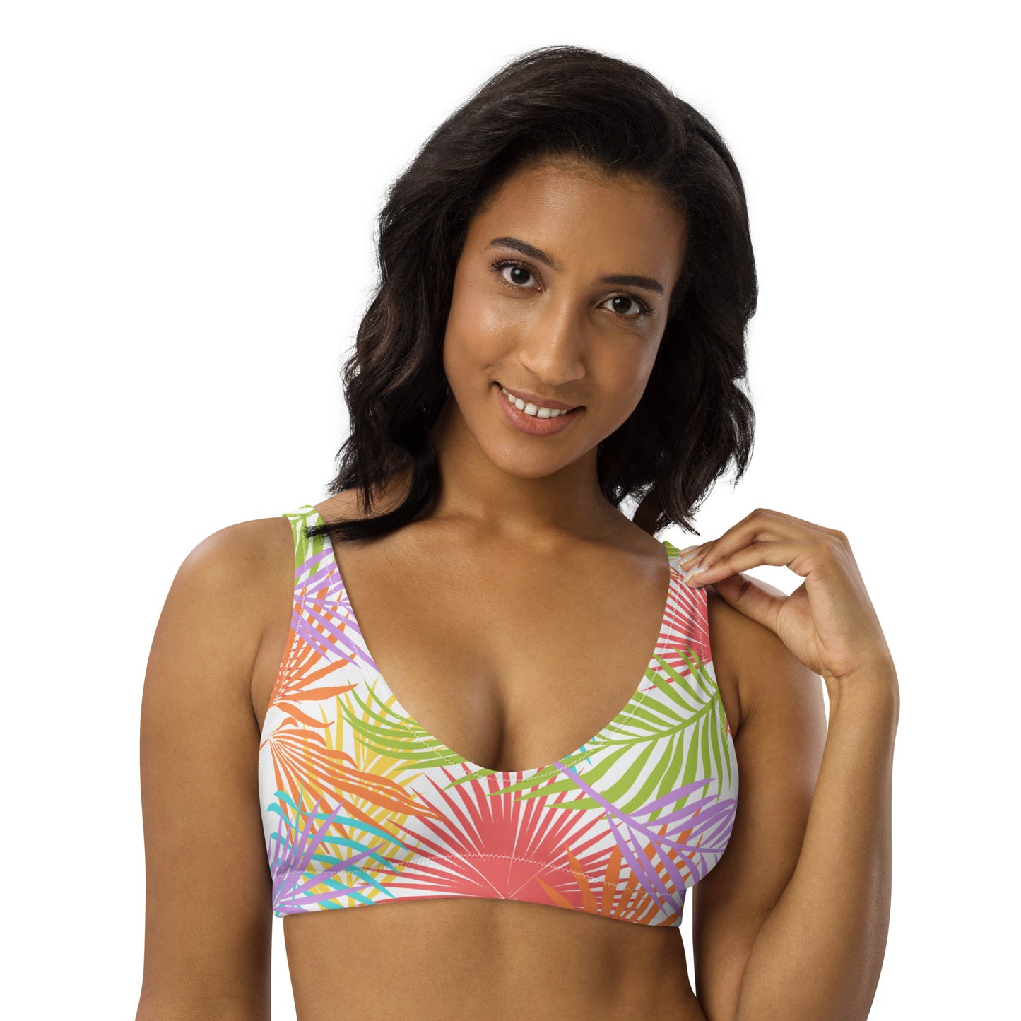 Rainbow Palm Athletic Bikini Top