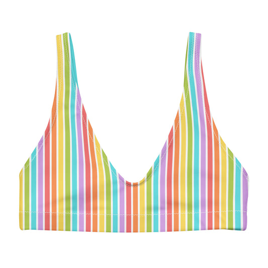 Rainbow Striped Athletic Bikini Top