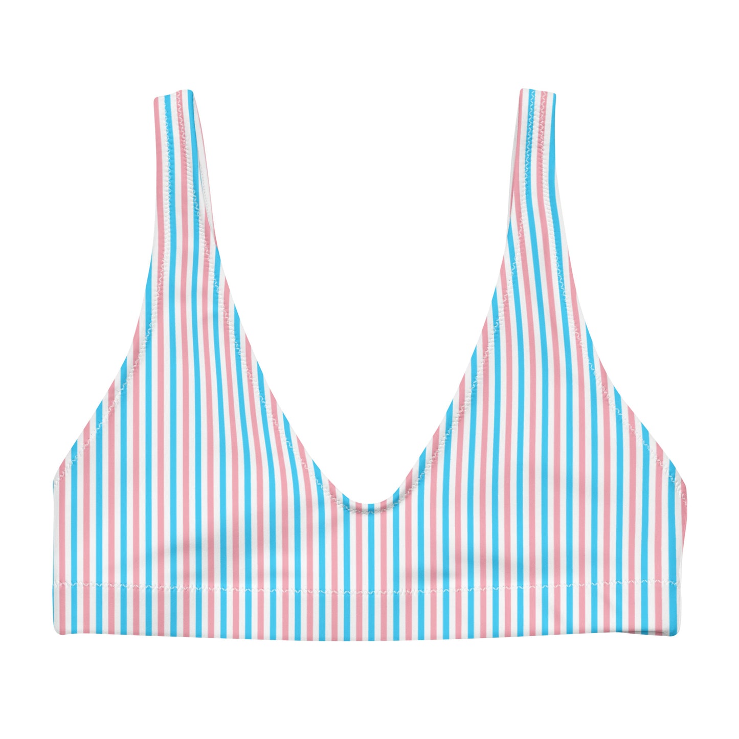 Transgender Striped Athletic Bikini Top