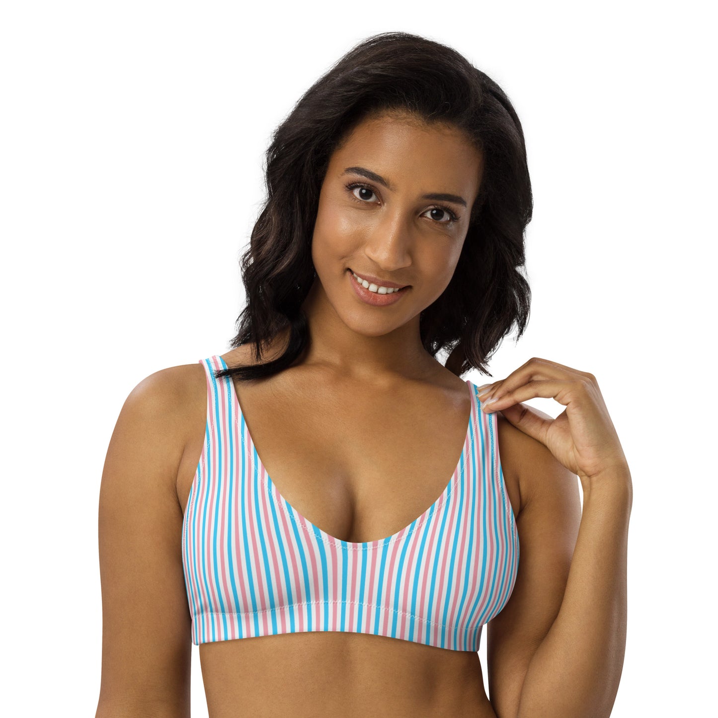 Transgender Striped Athletic Bikini Top