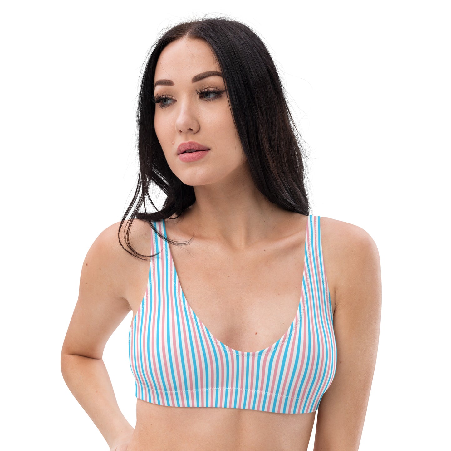 Transgender Striped Athletic Bikini Top