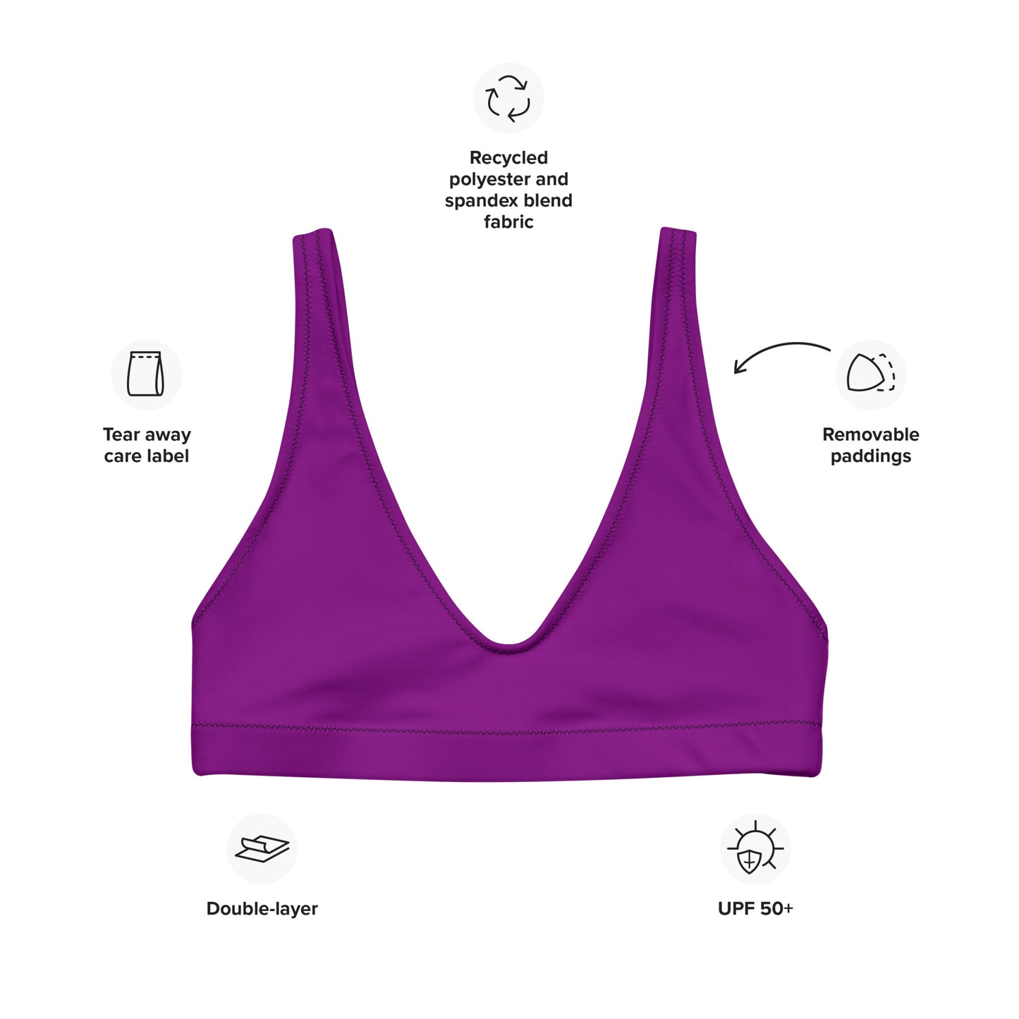 Asexual Solid Athletic Bikini Top