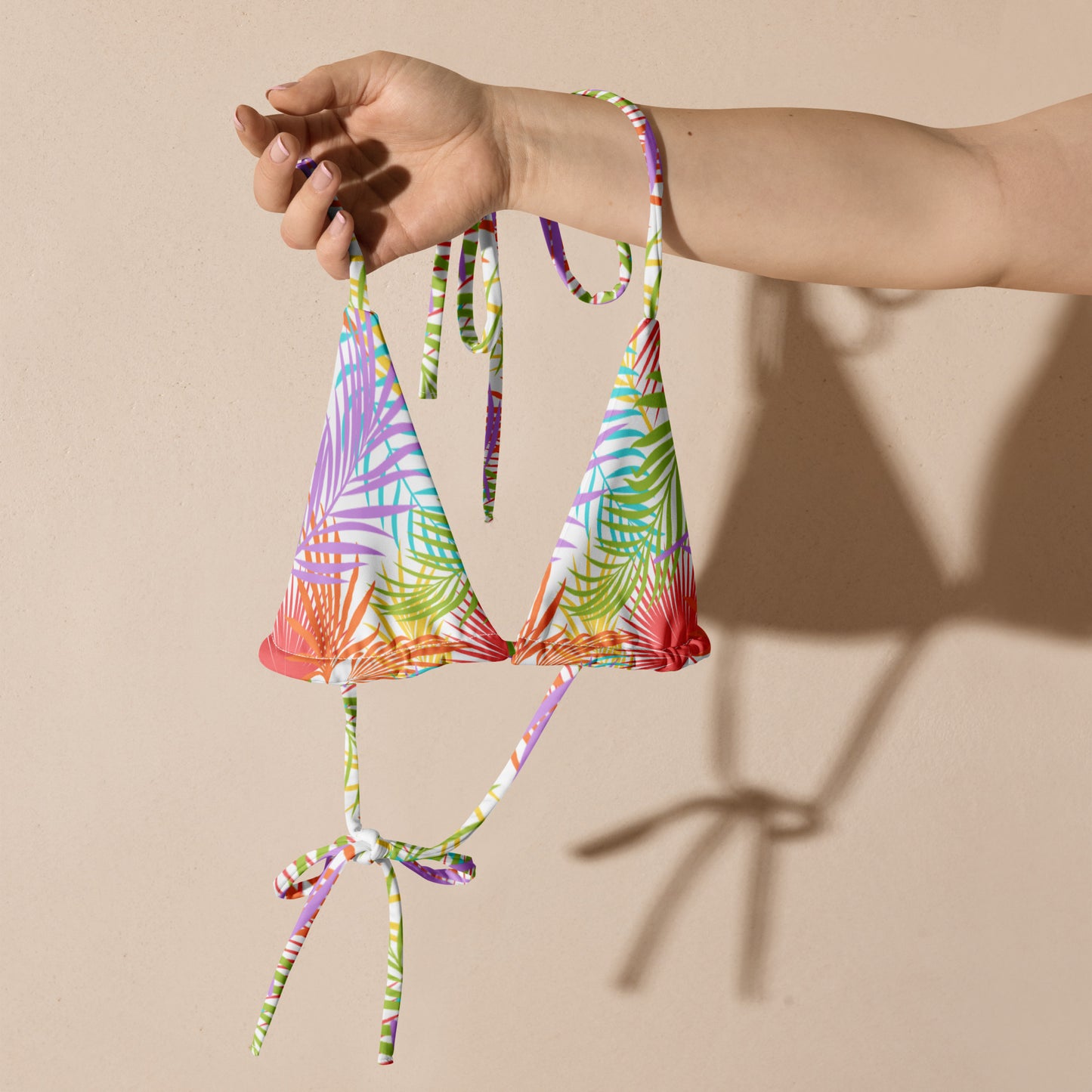 Rainbow Palm String Bikini Top