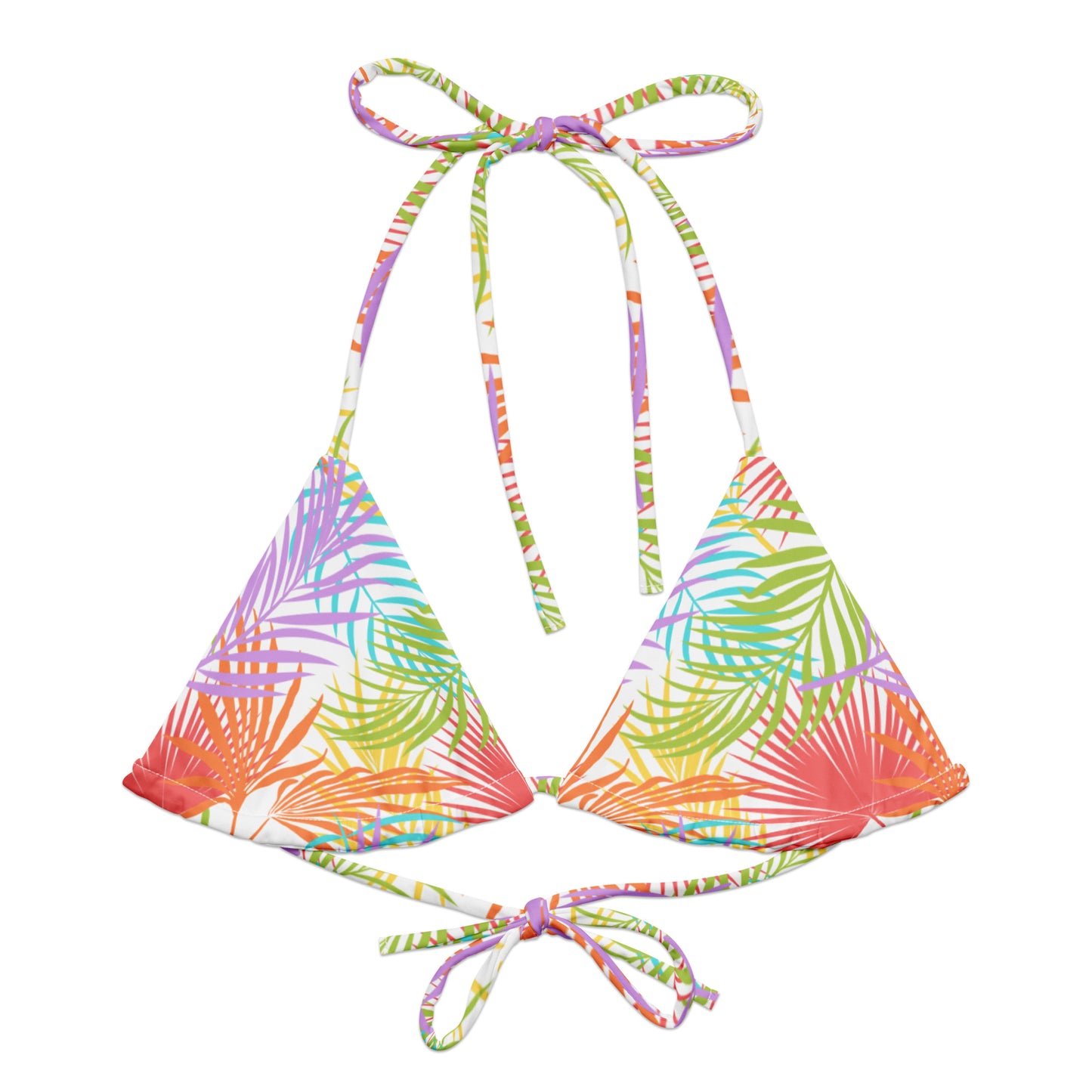 Rainbow Palm String Bikini Top