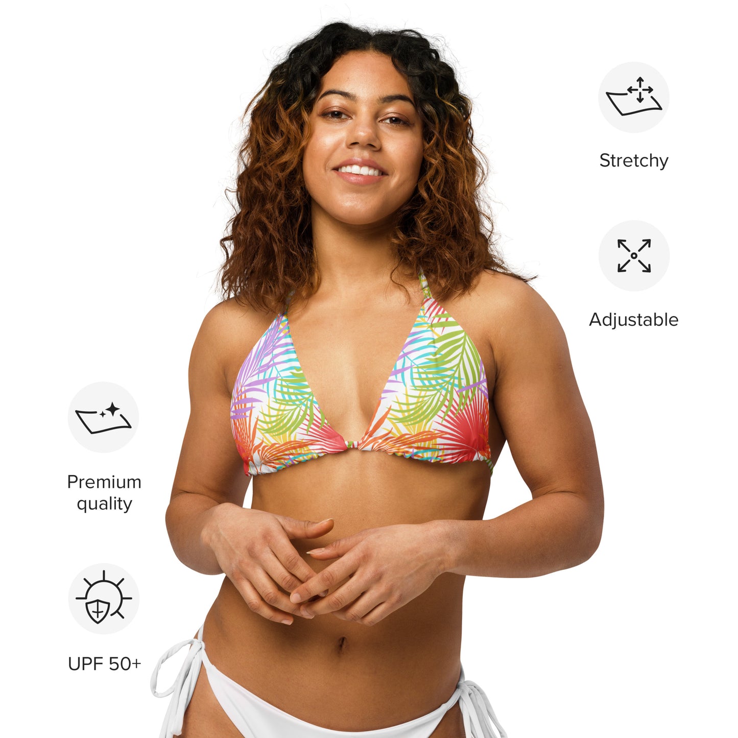 Rainbow Palm String Bikini Top