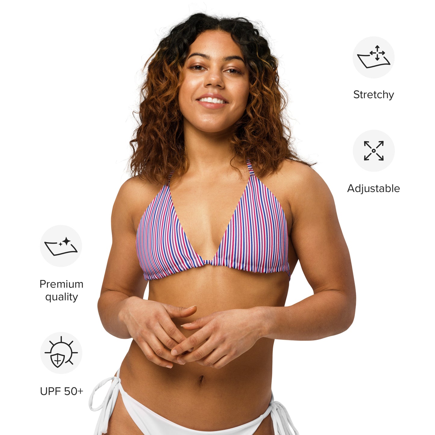 Bisexual Striped String Bikini Top