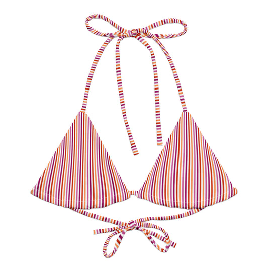 Lesbian Striped String Bikini Top