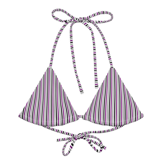 Asexual Striped String Bikini Top