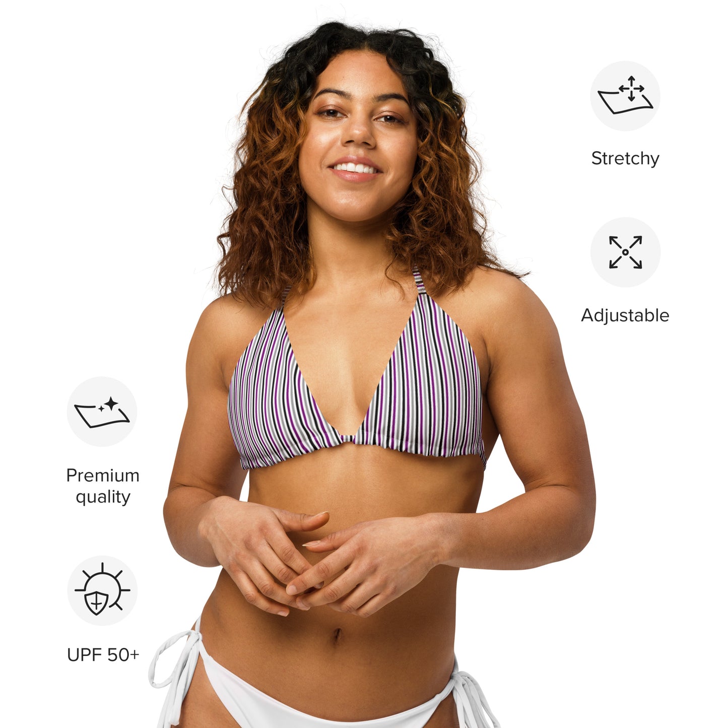 Asexual Striped String Bikini Top