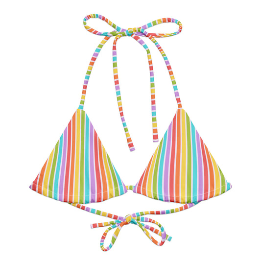 Rainbow Striped String Bikini Top