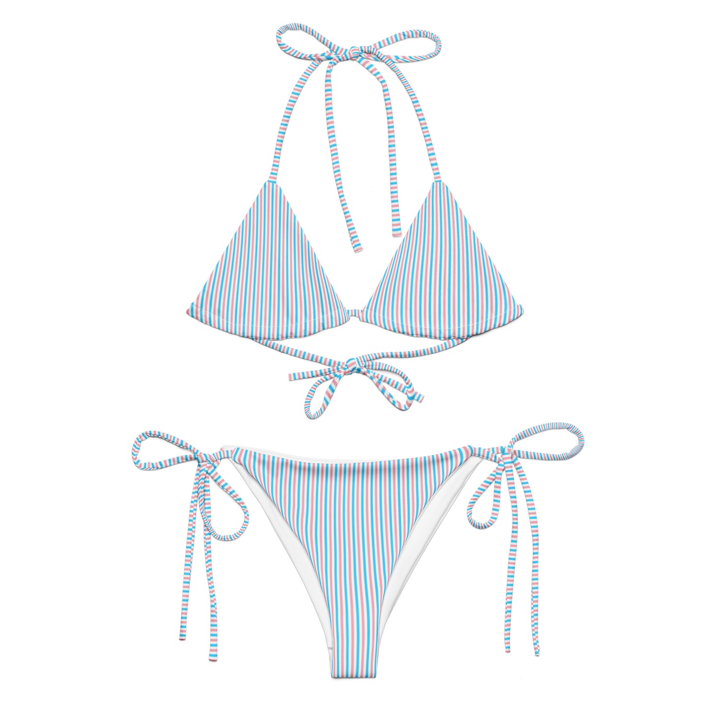 Transgender Striped String Bikini Top