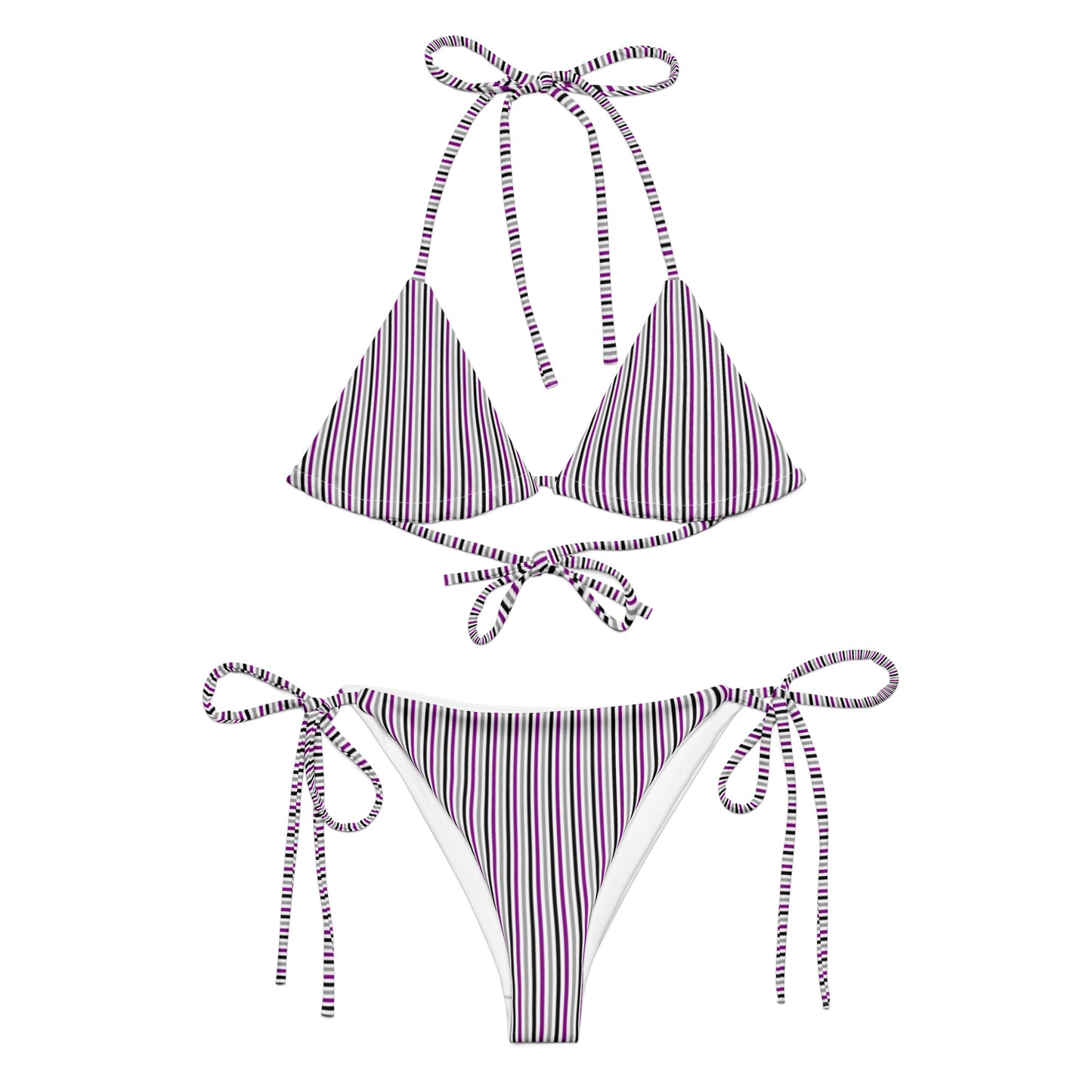 Asexual Striped String Bikini Top