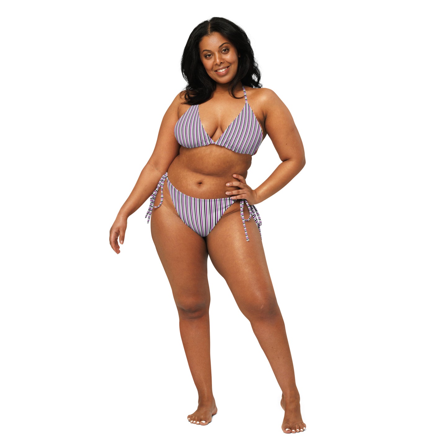 Asexual Striped String Bikini Top