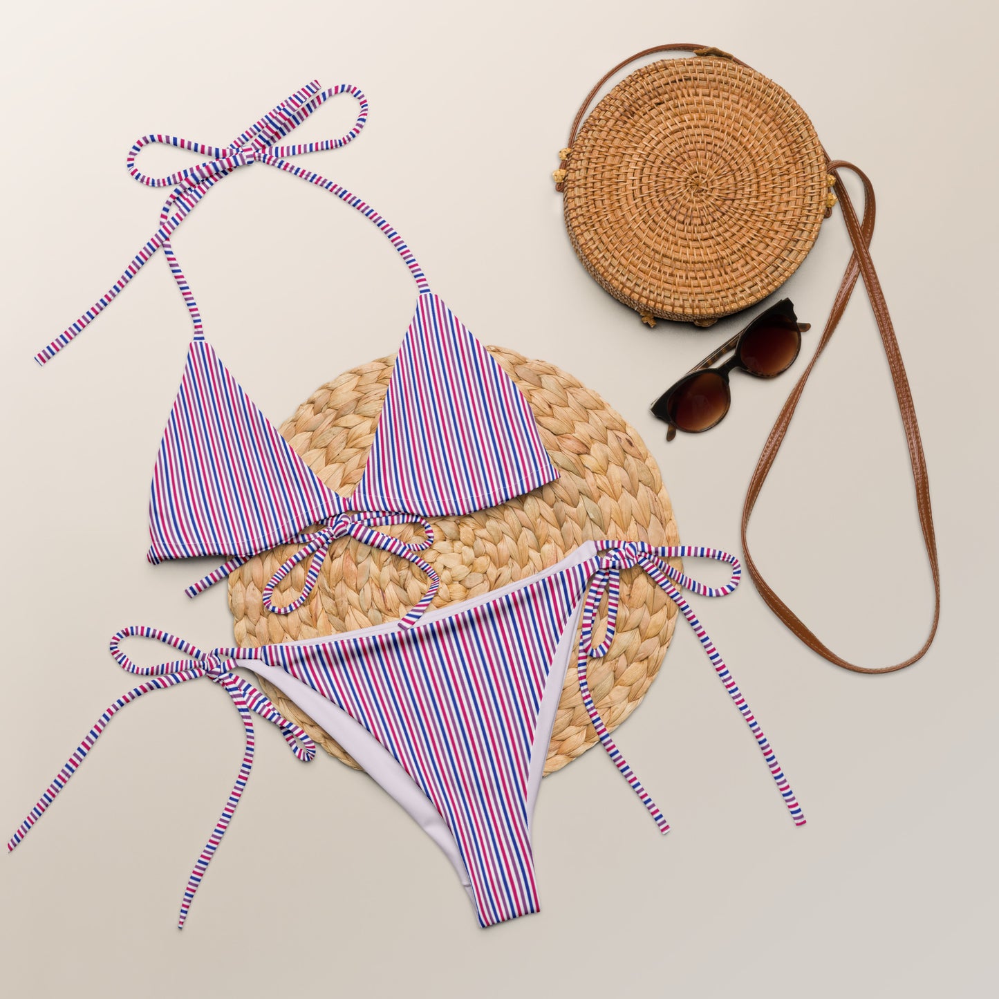 Bisexual Striped String Bikini Top