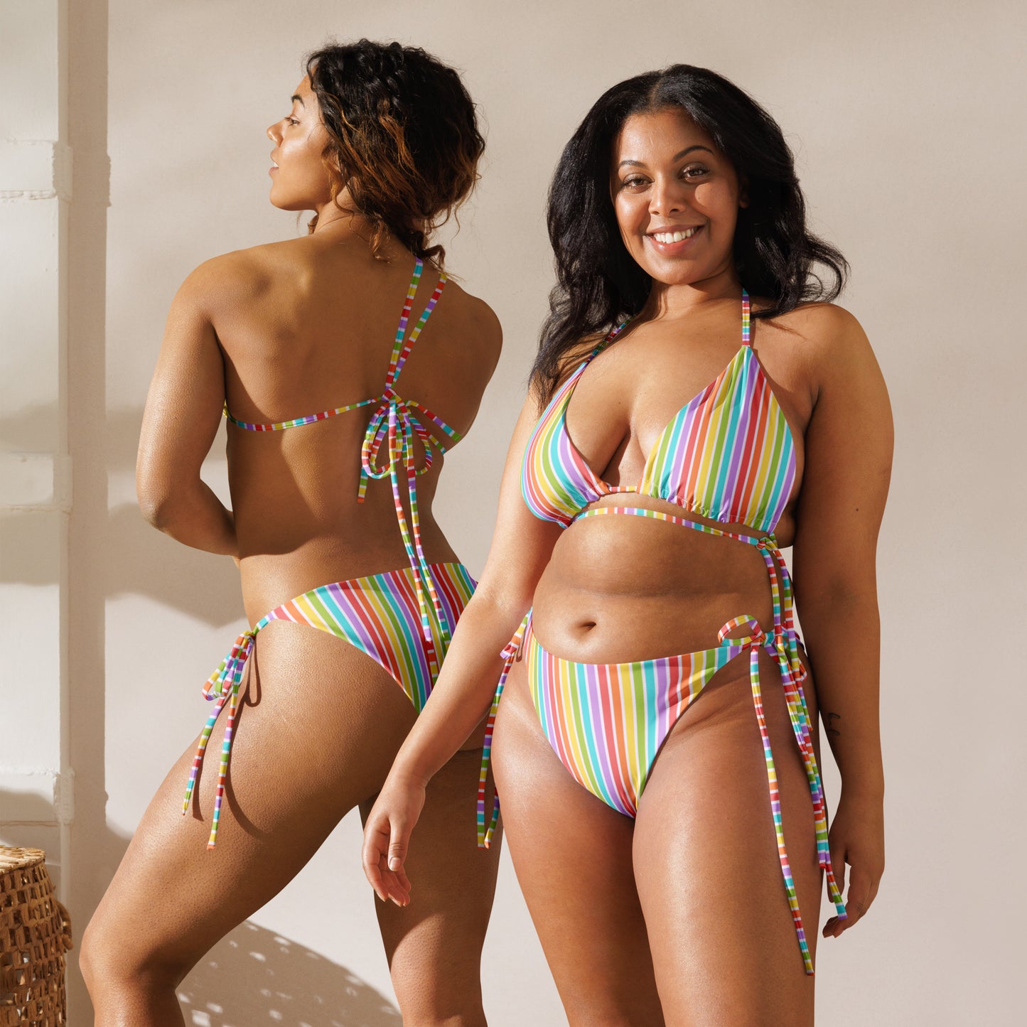 Rainbow Striped String Bikini Bottom