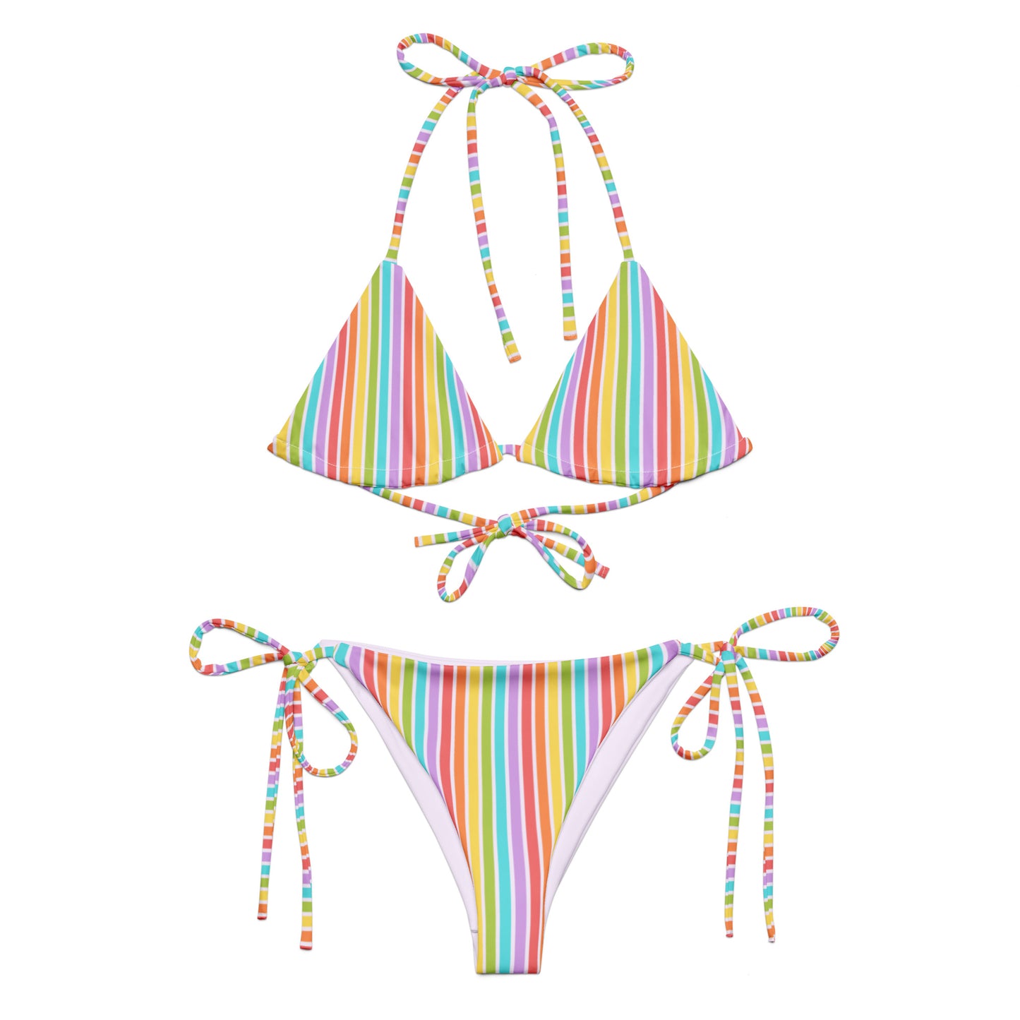 Rainbow Striped String Bikini Bottom