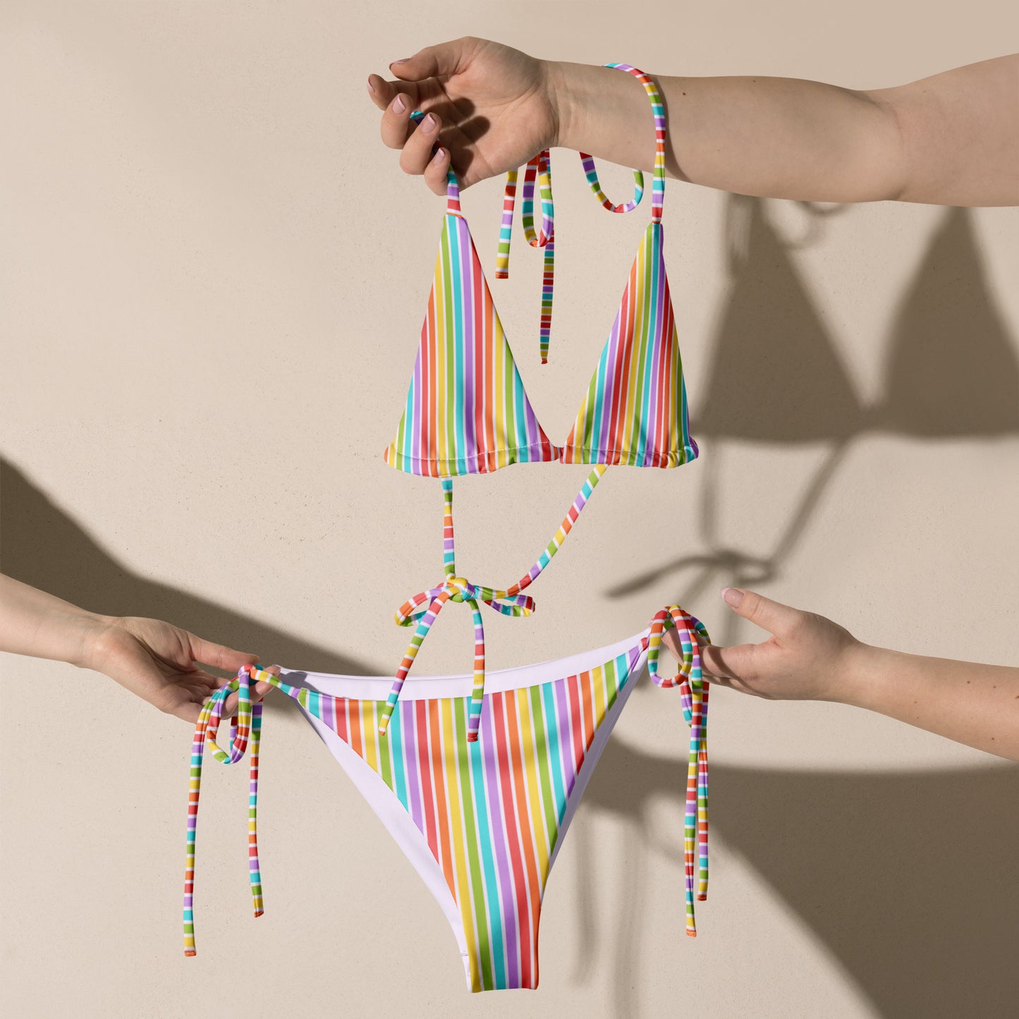 Rainbow Striped String Bikini Bottom