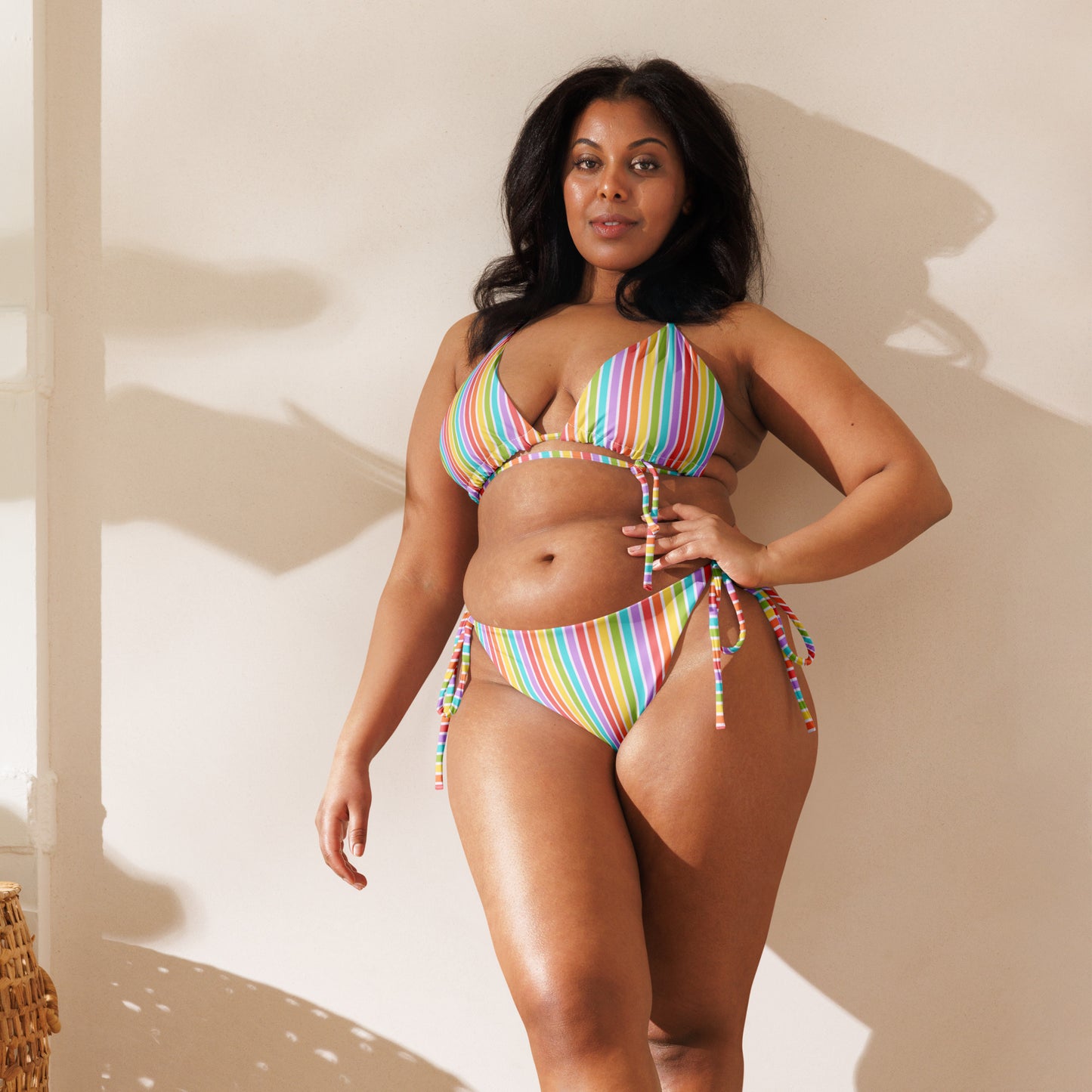 Rainbow Striped String Bikini Bottom