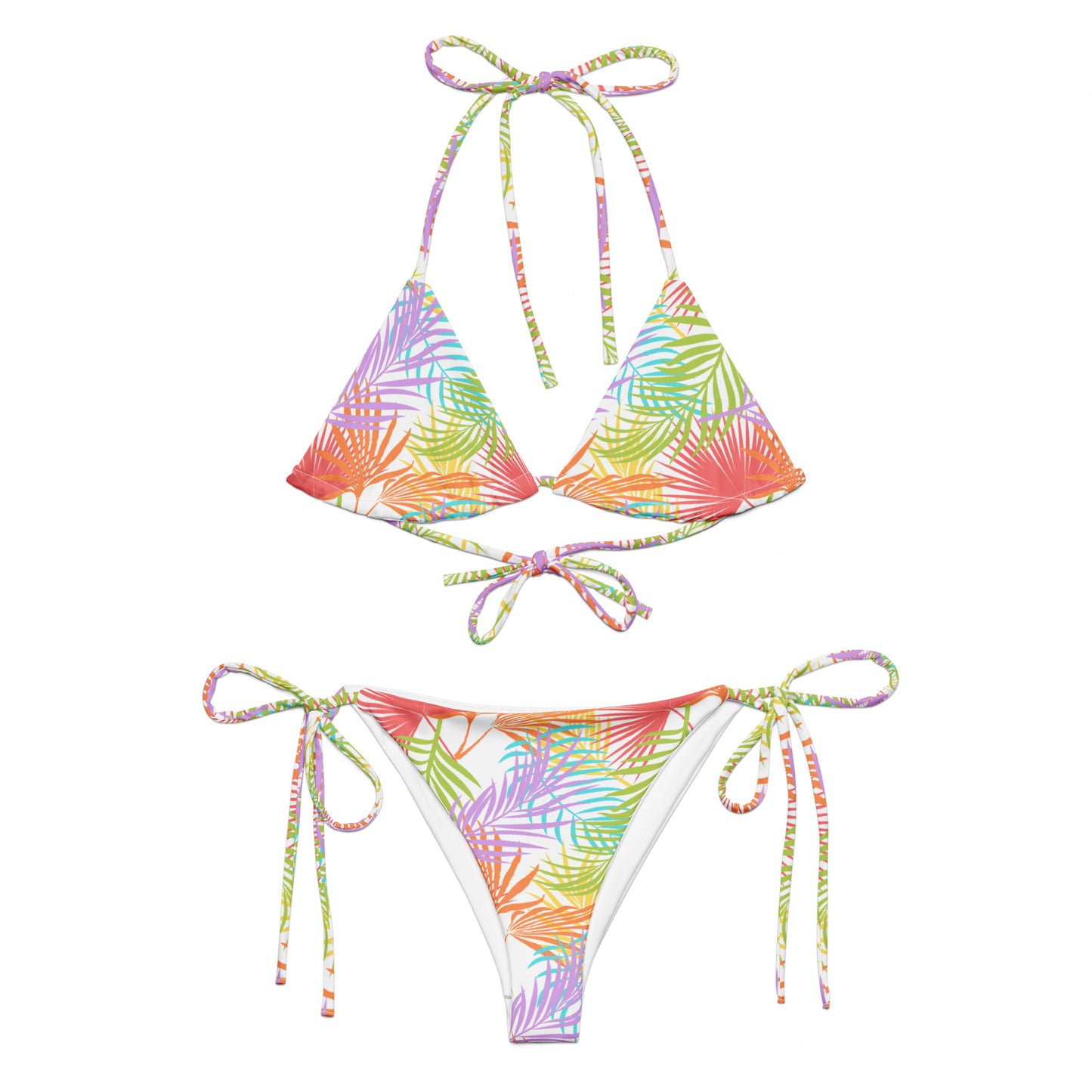 Rainbow Palm String Bikini Top