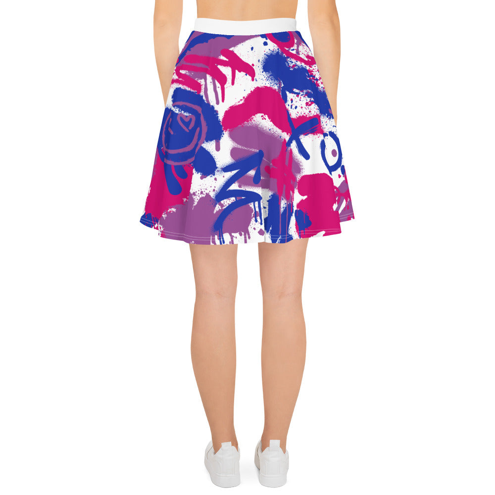 Bisexual Pride Graffiti Skater Skirt - White