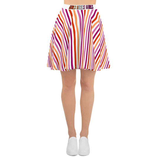 Lesbian Pride Striped Skater Skirt