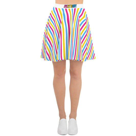 Pansexual Pride Striped Skater Skirt