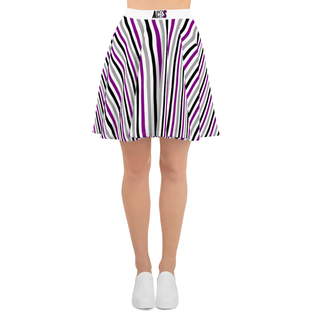 Aces Asexual Pride Striped Skater Skirt