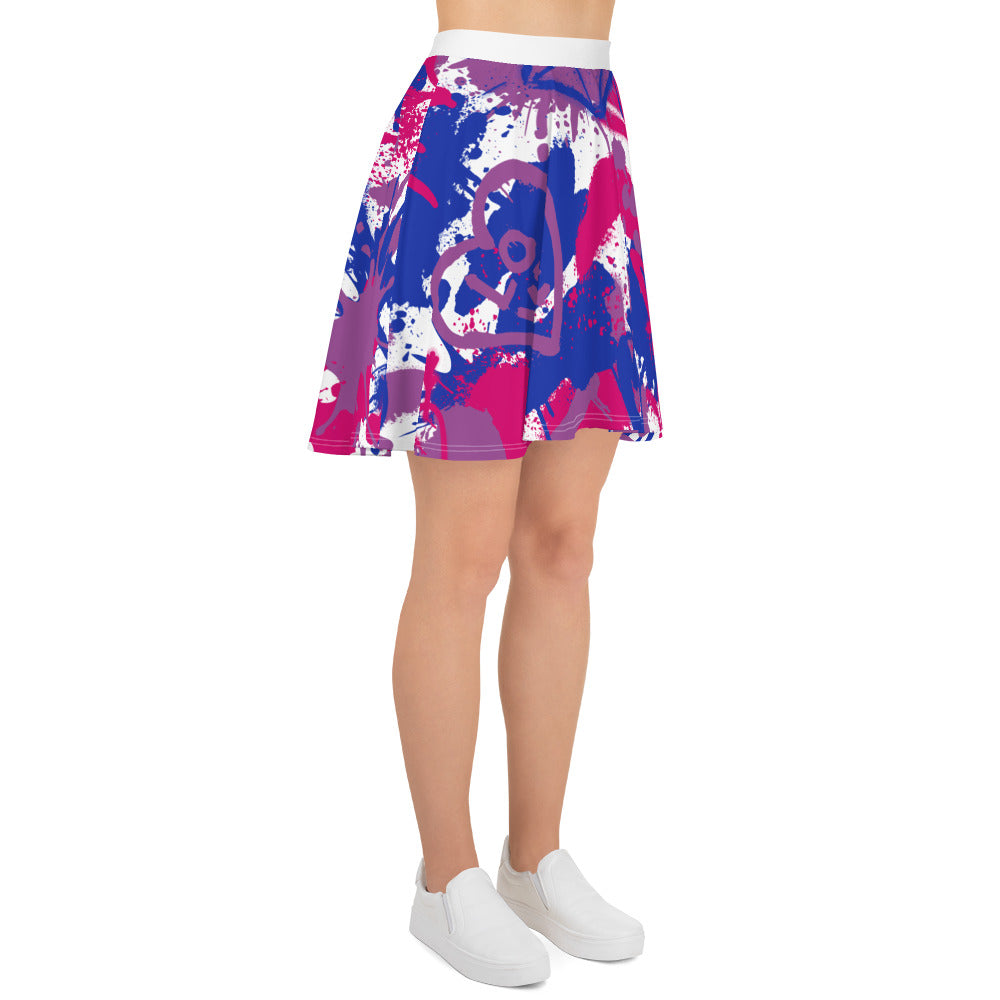 Bisexual Pride Graffiti Skater Skirt - White