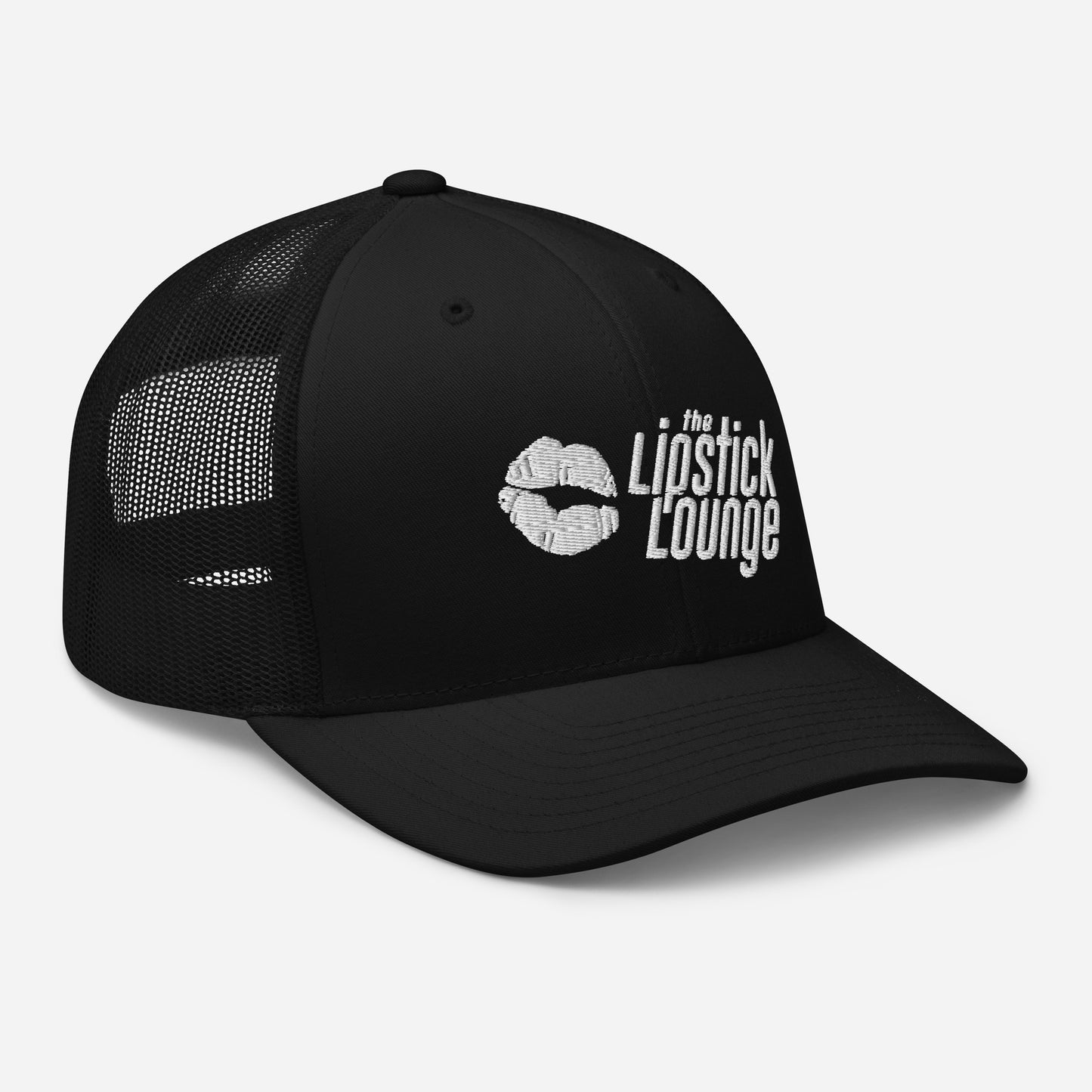Lipstick Lounge White Logo Trucker Cap