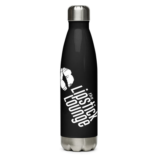 Lipstick Lounge White/Black Logo Stainless Steel Water Bottle