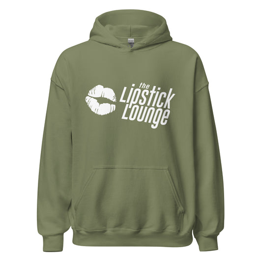 Lipstick Lounge White/Black Logo Unisex Hoodie