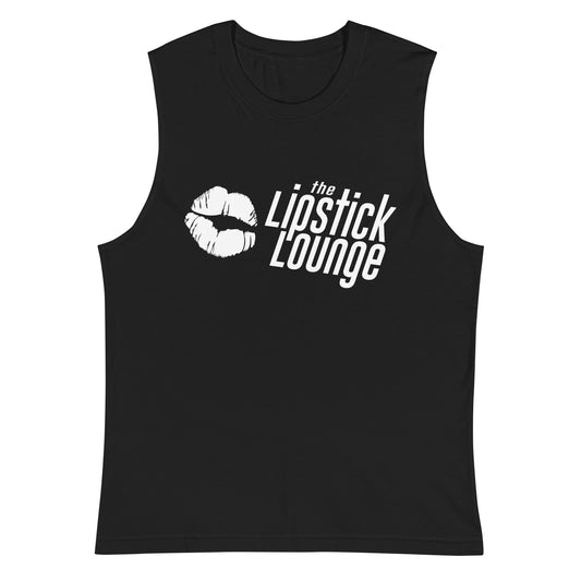 Lipstick Lounge White/Black Logo Muscle Shirt