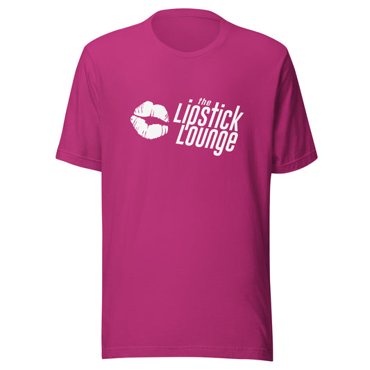 Lipstick Lounge White/Black Logo Unisex T-shirt